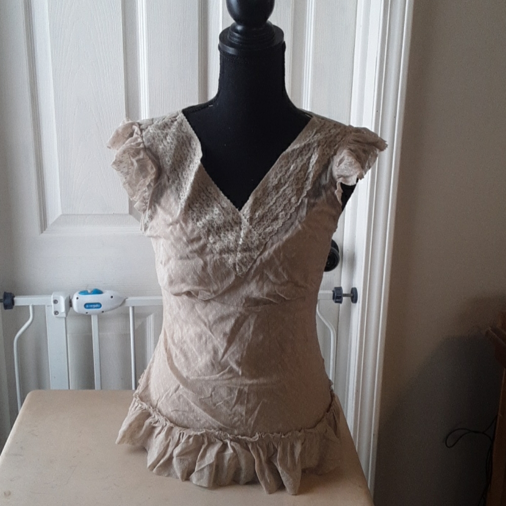 Apartment 9 short sleeve lace overlay top
